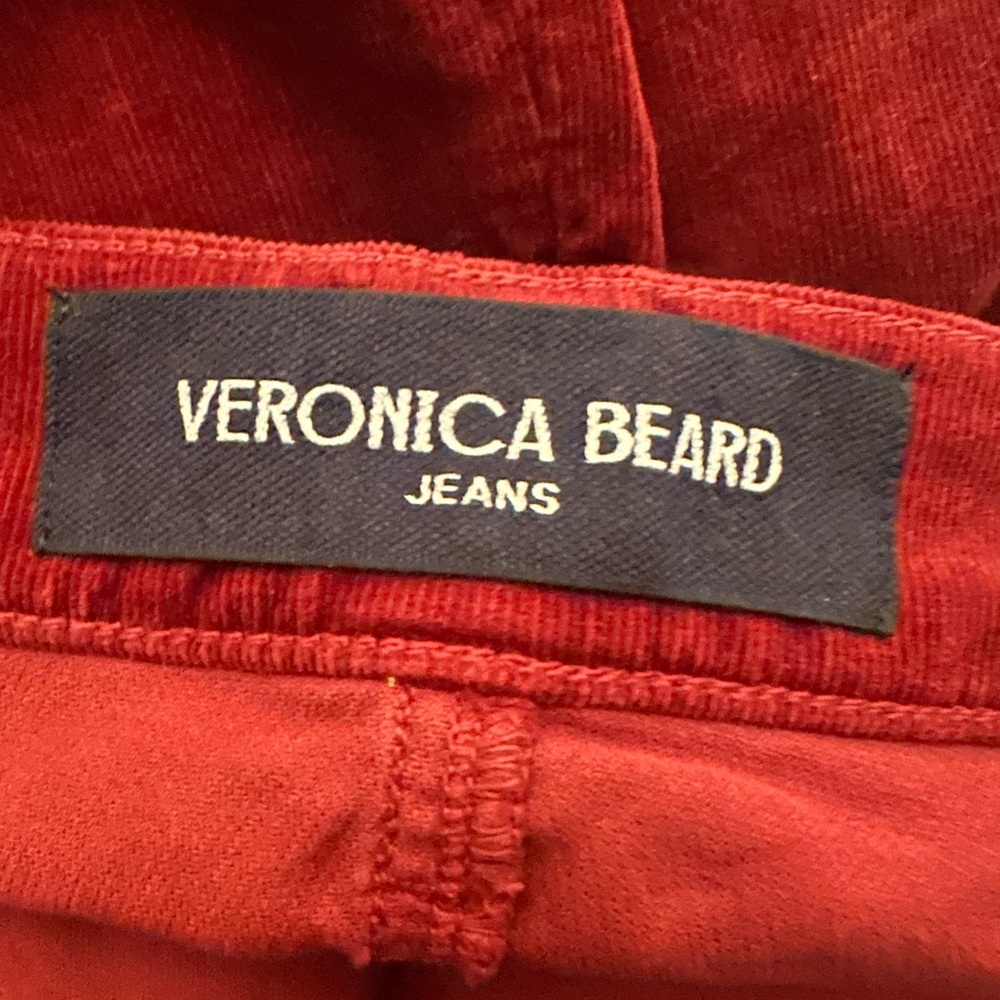 Veronica beard Carson cord high rise ankle flare in oxblood, size 27 - Picture 14 of 16